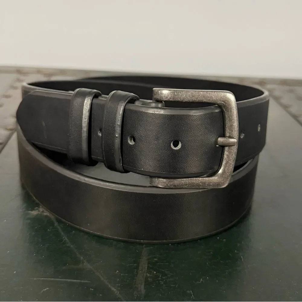 Mens Belt Leather Jeans Belt Black Size 46-48